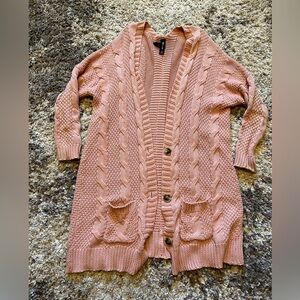 Agnes & Dora peach Cable Knit Cardigan